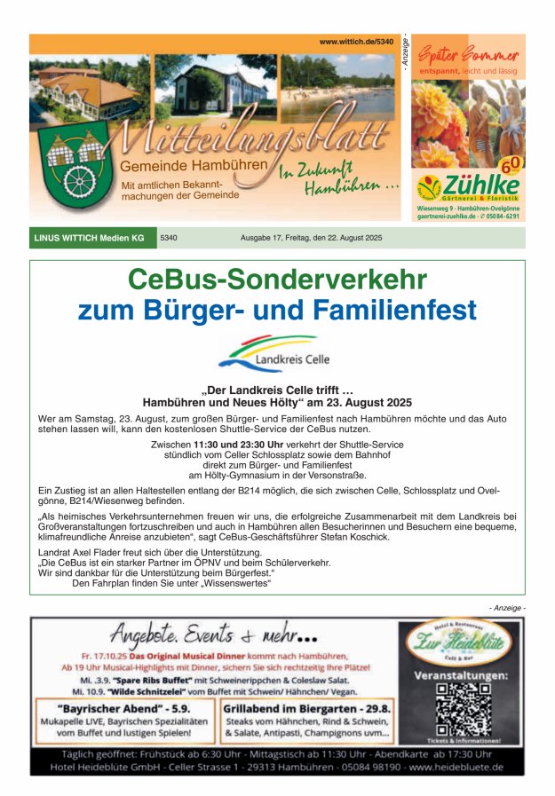 Mitteilungsblatt der Gemeinde Hambühren Titelblatt 17/2025