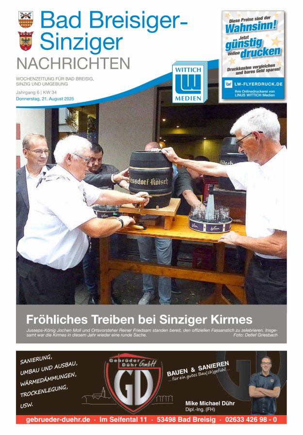 Bad Breisiger-Sinziger Nachrichten Titelblatt 34/2025