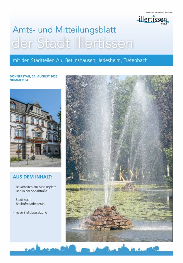 Amts- und Mitteilungsblatt Stadt Illertissen Titelblatt 34/2025