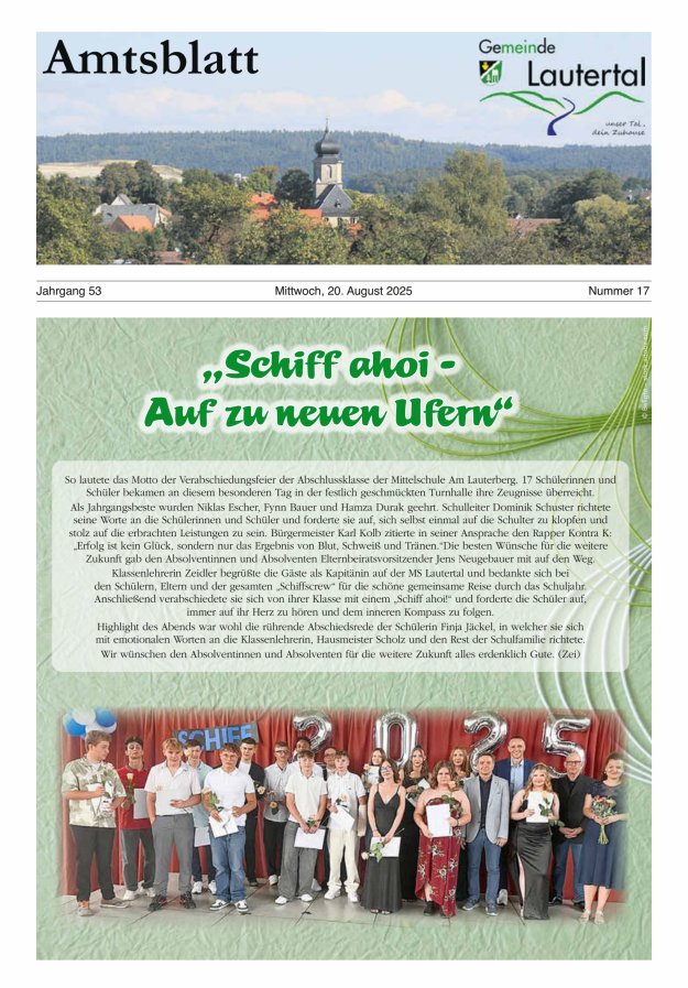 Amtsblatt der Gemeinde Lautertal Titelblatt 17/2025