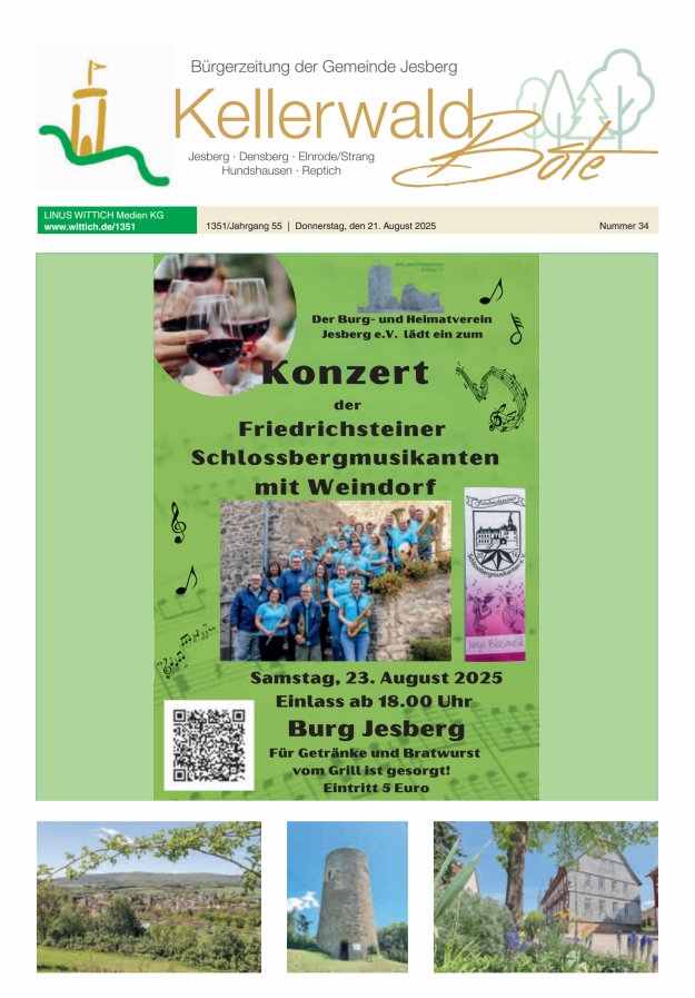 Kellerwaldbote - Bürgerzeitung der Gemeinde Jesberg Titelblatt 34/2025
