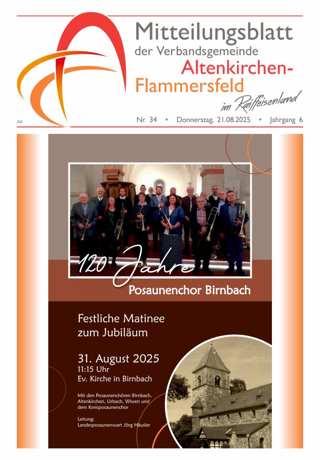 Mitteilungsblatt Verbandsgemeinde Altenkirchen-Flammersfeld Titelblatt 34/2025