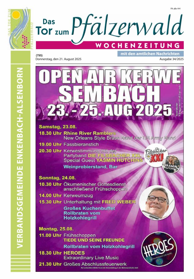 Das Tor zum Pfälzer Wald - VG Enkenbach-Alsenborn Titelblatt 34/2025