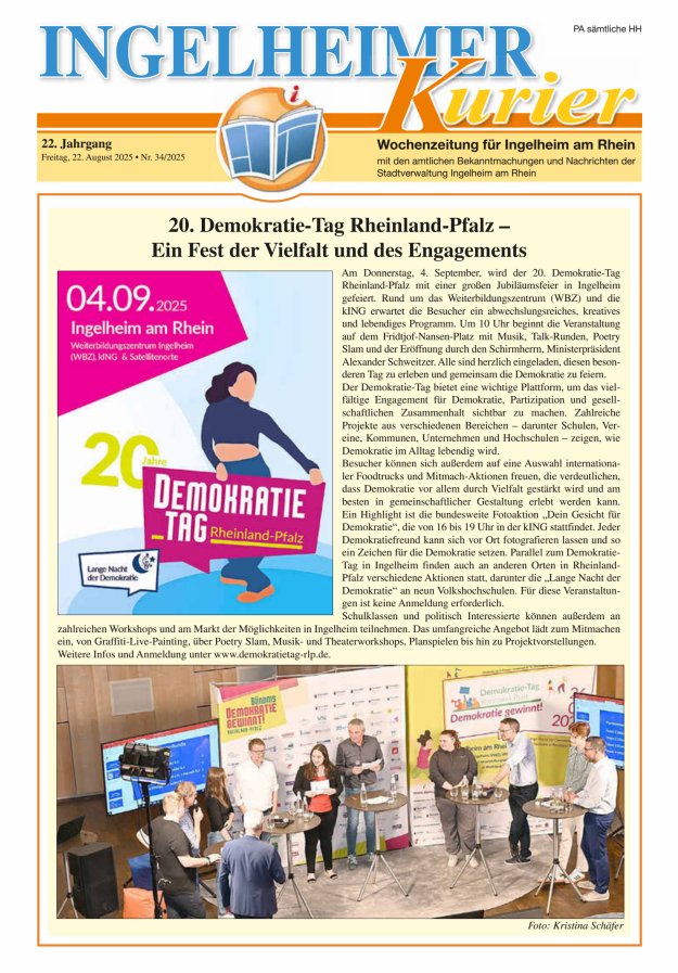 Ingelheimer Kurier Titelblatt 34/2025