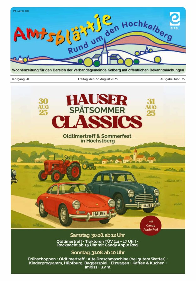 Amtsblättje - Rund um den Hochkelberg Titelblatt 34/2025