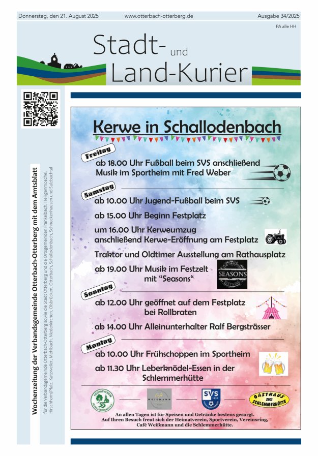 Stadt- und Land-Kurier Otterbach-Otterberg Titelblatt 34/2025