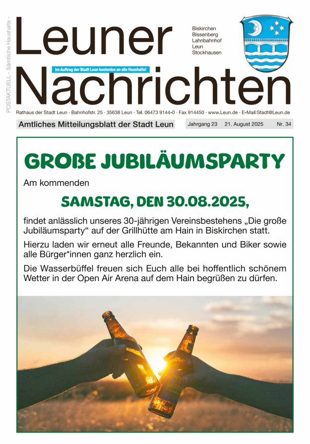 Leuner Nachrichten Titelblatt 34/2025