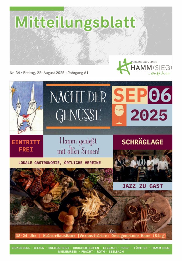 Mitteilungsblatt Hamm (Sieg) Titelblatt 34/2025