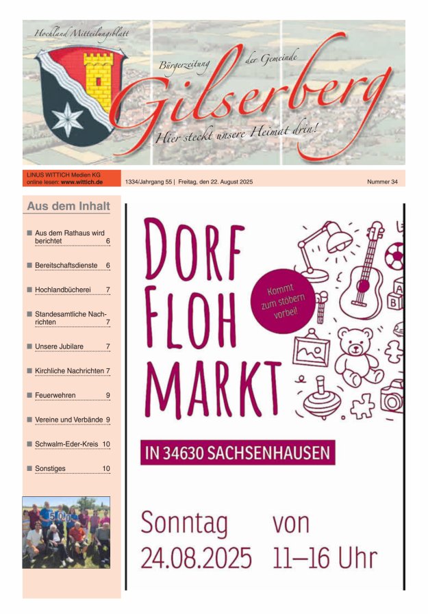 Hochland Mitteilungsblatt Gilserberg Titelblatt 34/2025