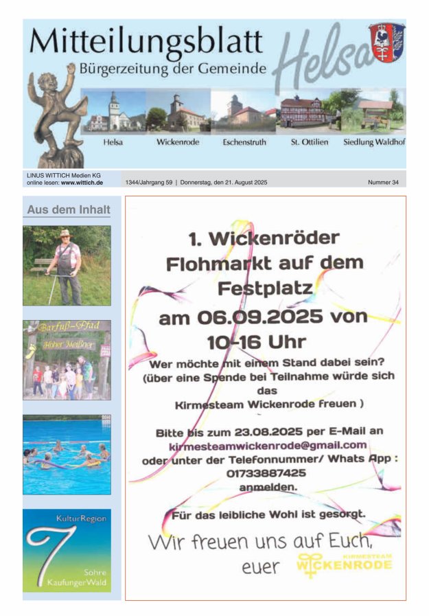 Mitteilungsblatt Helsa Titelblatt 34/2025