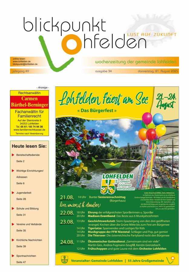 Blickpunkt Lohfelden Titelblatt 34/2025
