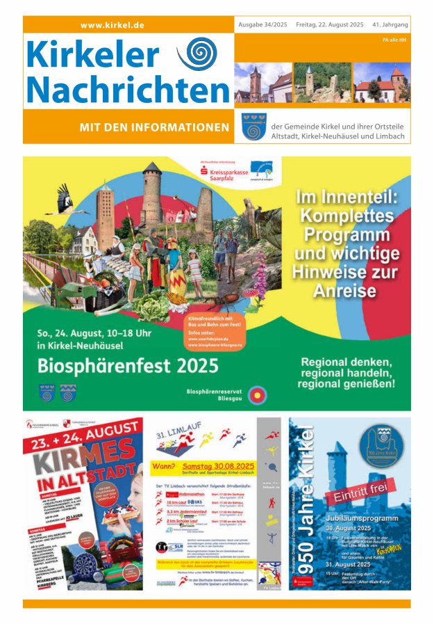 Kirkeler Nachrichten Titelblatt 34/2025