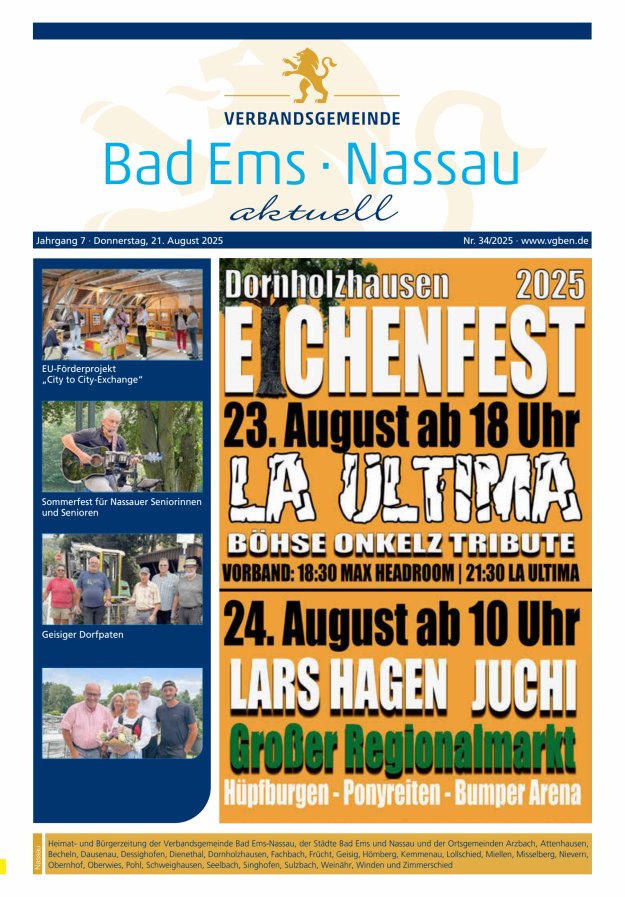 Bad Ems-Nassau aktuell Ausgabe Nassau Titelblatt 34/2025