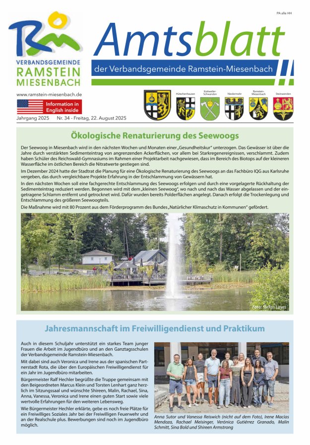 Amtsblatt VG Ramstein-Miesenbach Titelblatt 34/2025