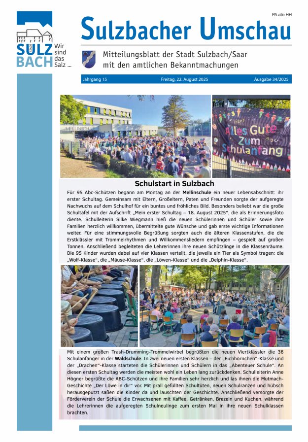 Sulzbacher Umschau Titelblatt 34/2025