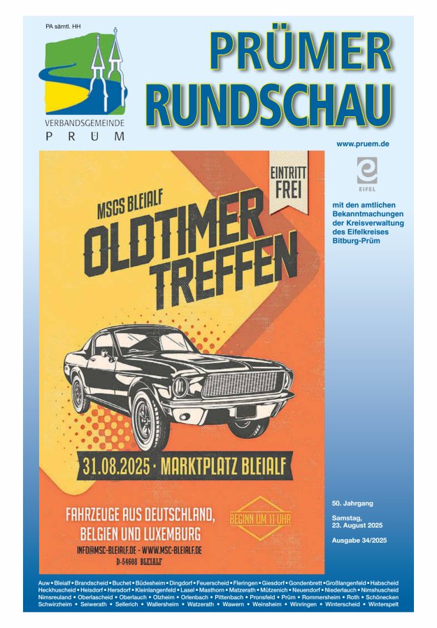 Prümer Rundschau Titelblatt 34/2025