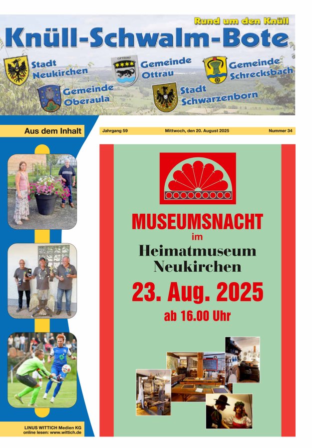 Knüll-Schwalm-Bote Titelblatt 34/2025