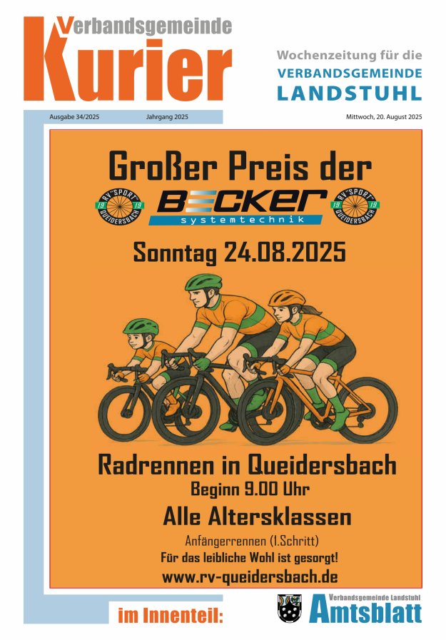Verbandsgemeinde Kurier Landstuhl Titelblatt 34/2025
