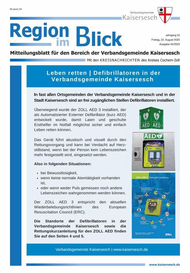 Region im Blick VG Kaisersesch Titelblatt 34/2025