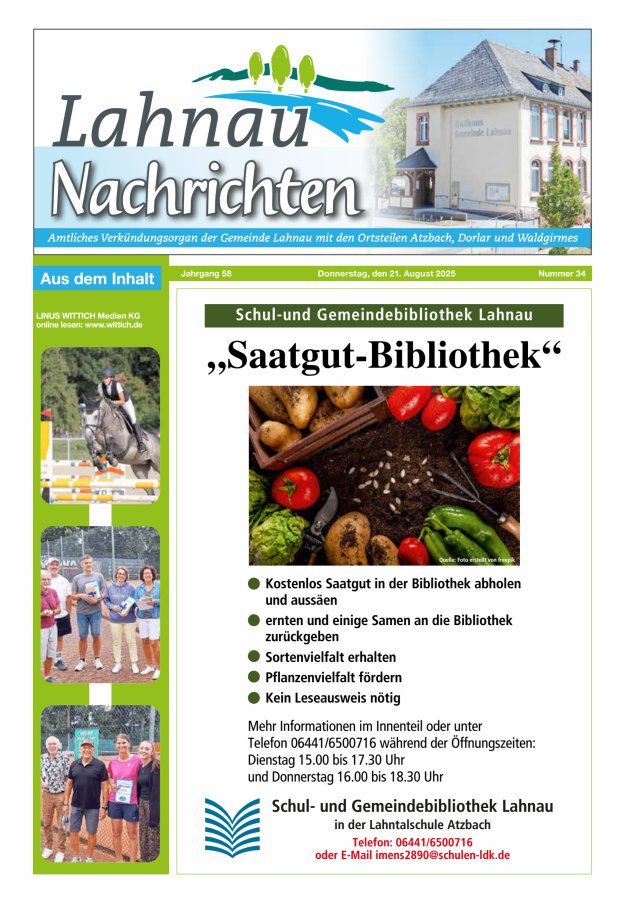 Lahnau Nachrichten Titelblatt 34/2025