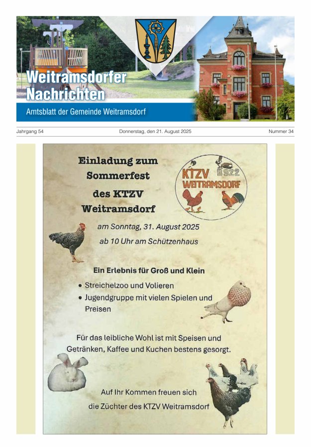 Weitramsdorfer Nachrichten Titelblatt 34/2025