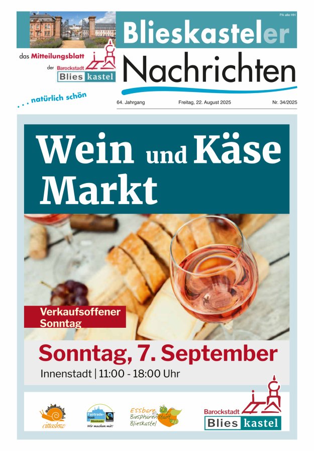 Blieskasteler Nachrichten  Titelblatt 34/2025