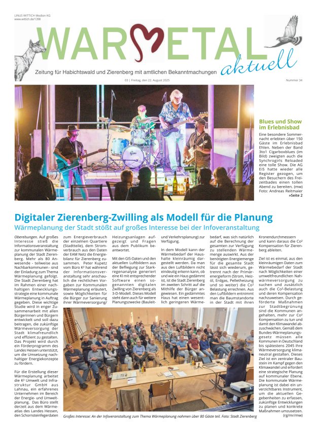 Warmetal aktuell (Habichtswald + Zierenberg) Titelblatt 34/2025
