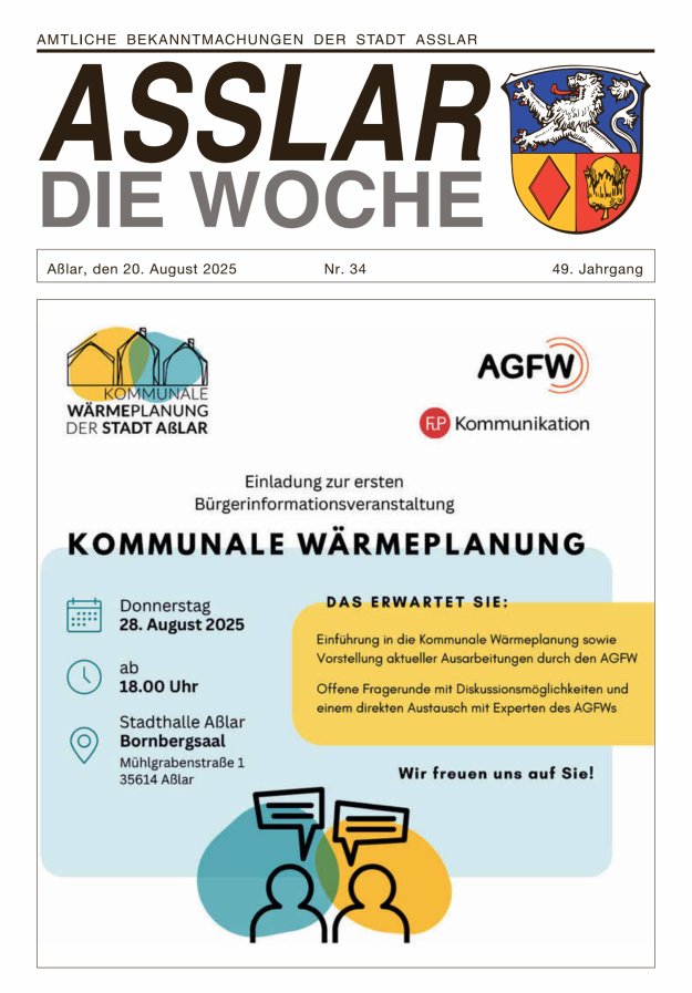 Asslar - Die Woche Titelblatt 34/2025