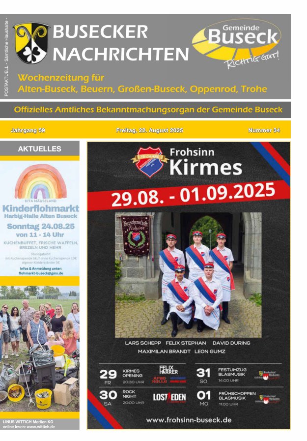 Busecker Nachrichten Titelblatt 34/2025