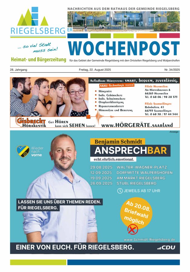 Riegelsberger Wochenpost Titelblatt 34/2025