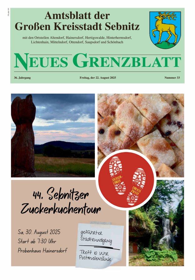Amtsblatt der Großen Kreisstadt Sebnitz mit den Ortsteilen Titelblatt 33/2025