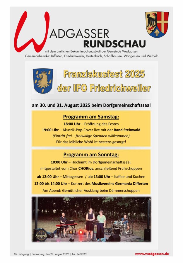 Wadgasser Rundschau Titelblatt 34/2025