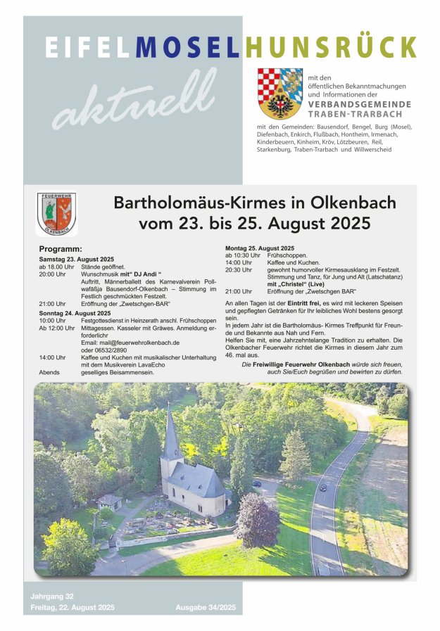 Eifel-Mosel-Hunsrück aktuell VG Traben-Trarbach Titelblatt 34/2025