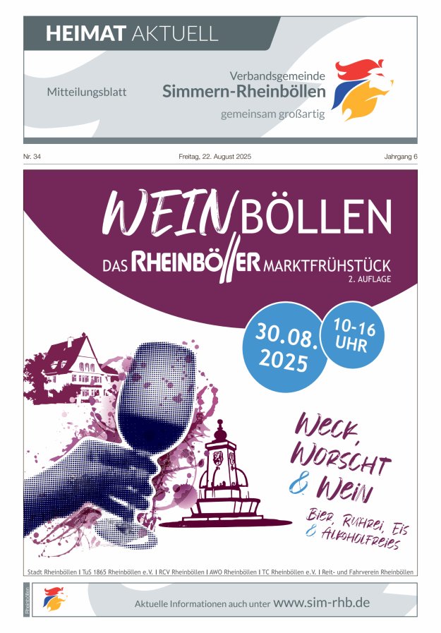 Heimat Aktuell Mitteilungsblatt der VG Simmern-Rheinböllen-Ausg Rheinböllen Titelblatt 34/2025