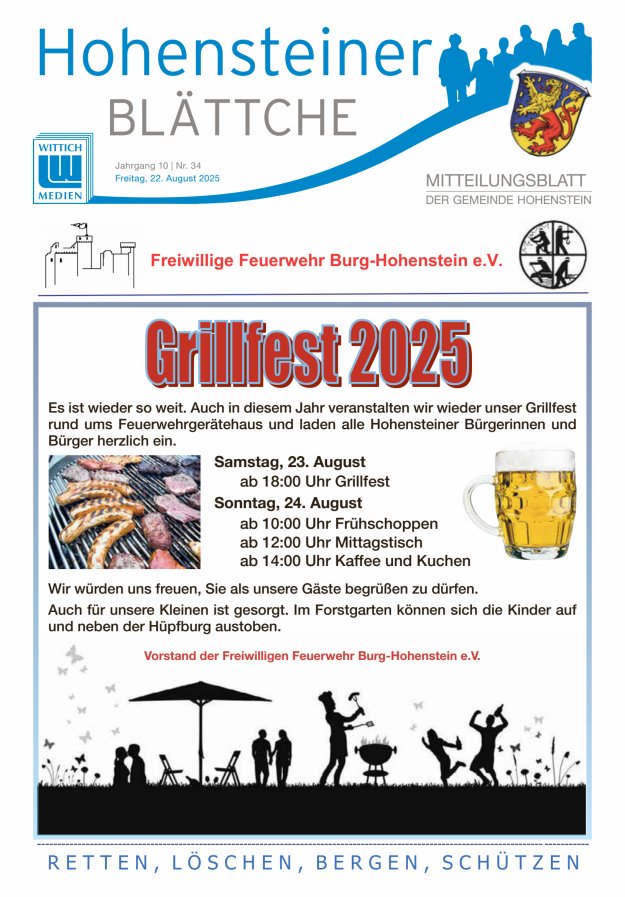 Hohensteiner Blättche Titelblatt 34/2025