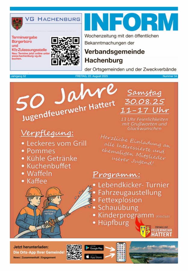 INFORM - Wochenzeitung der Verbandsgemeinde Hachenburg Titelblatt 34/2025