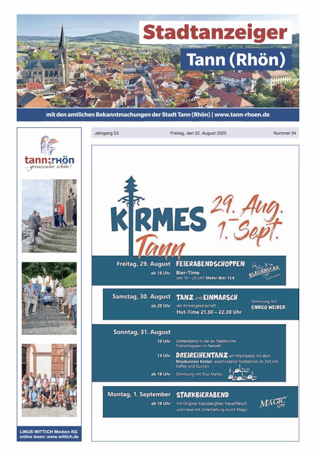 Stadtanzeiger Tann (Rhön) Titelblatt 34/2025