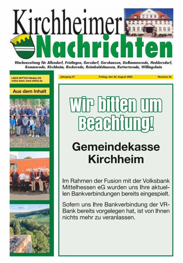 Kirchheimer Nachrichten Titelblatt 34/2025
