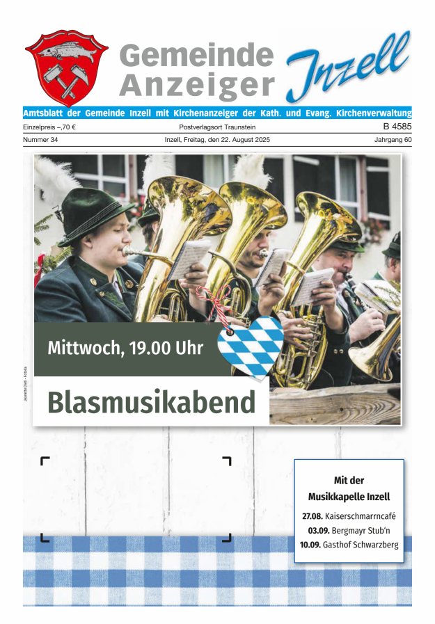 Gemeindeanzeiger Inzell Titelblatt 34/2025