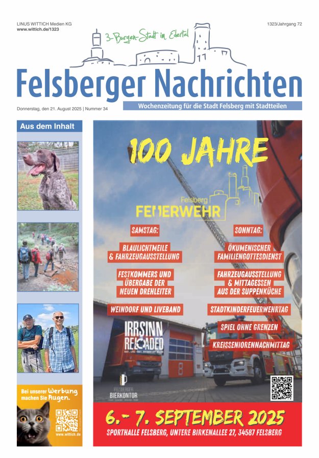 Felsberger Nachrichten Titelblatt 34/2025