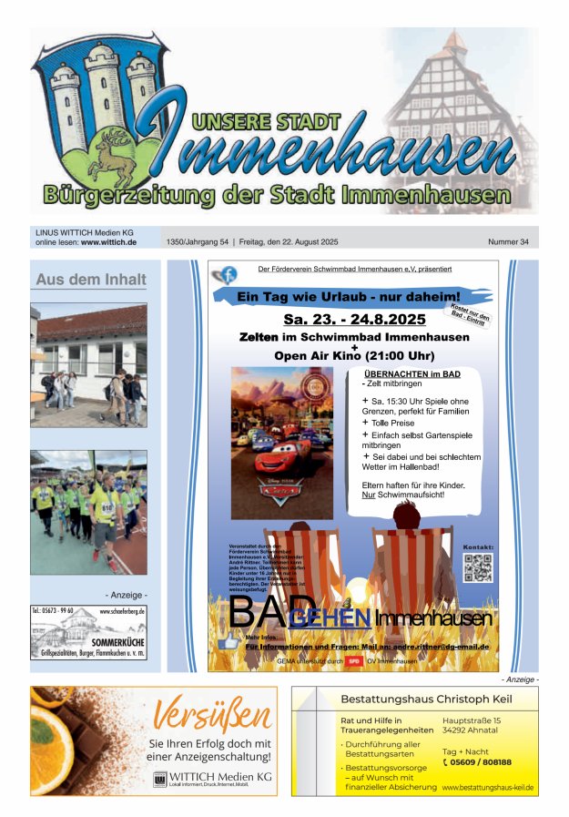 Unsere Stadt Immenhausen Titelblatt 34/2025