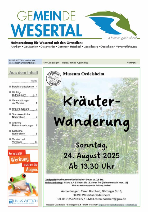 Wesertal Titelblatt 34/2025