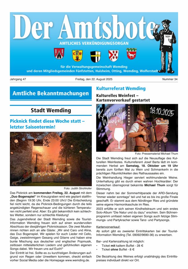 Der Amtsbote - Wemding Verwaltungsgemeinschaft Titelblatt 34/2025