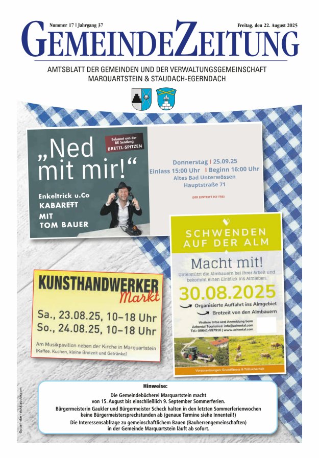 Marquartsteiner und Staudach-Egerndacher Nachrichten Titelblatt 17/2025