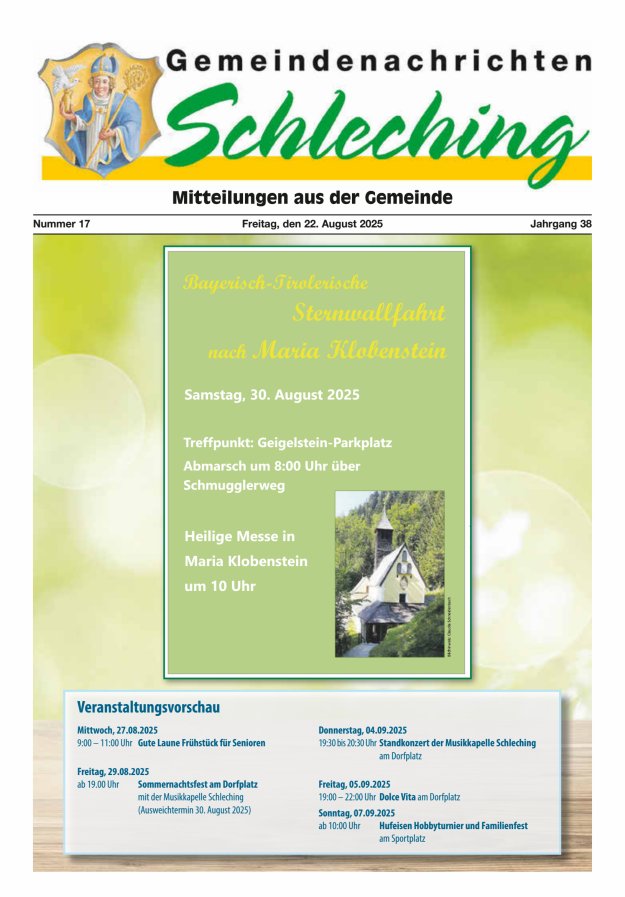 Gemeindenachrichten Schleching Titelblatt 17/2025