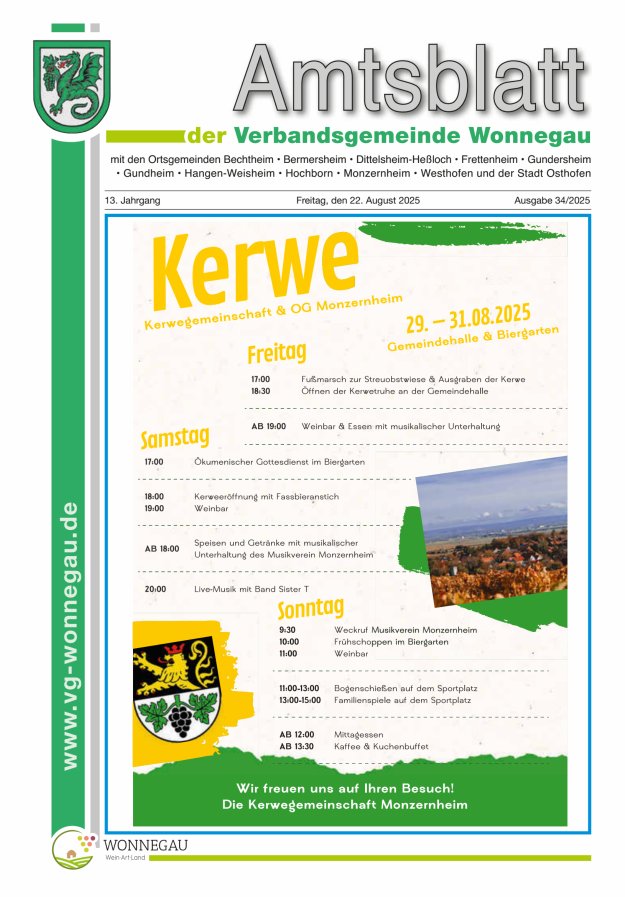 Amtsblatt VG Wonnegau Titelblatt 34/2025