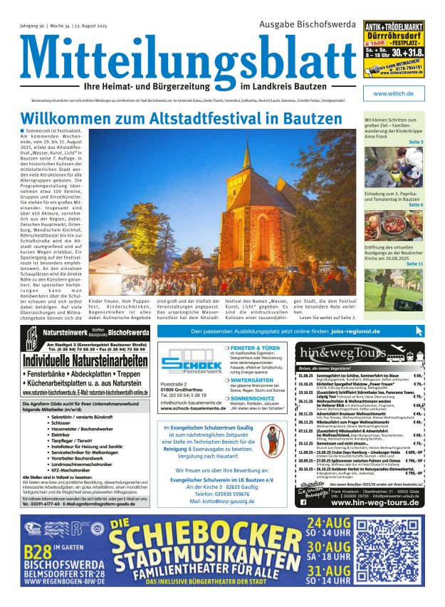 Mitteilungsblatt LK Bautzen Ausgabe Bischofswerda Titelblatt 33/2025