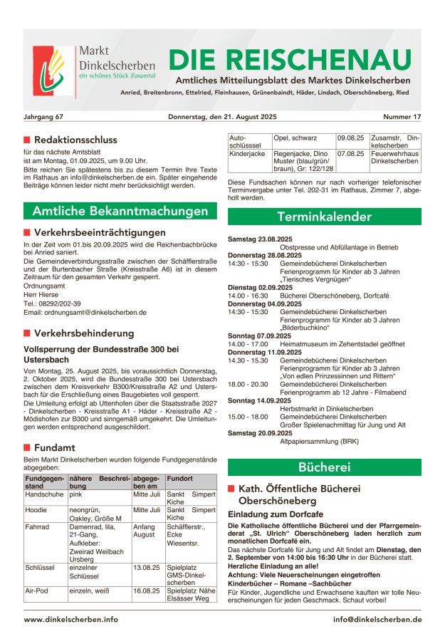 Die Reischenau Titelblatt 17/2025
