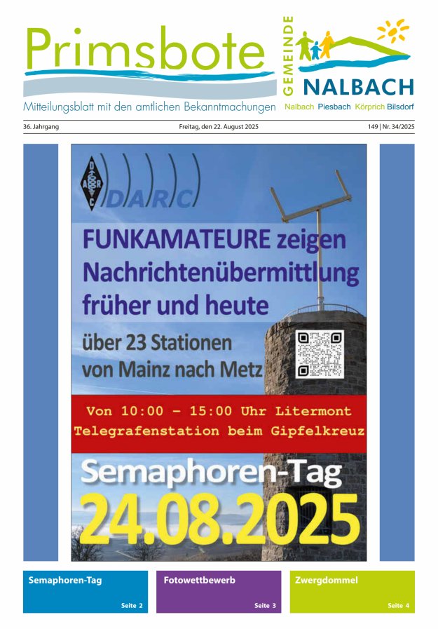 Primsbote Gemeinde Nalbach Titelblatt 34/2025