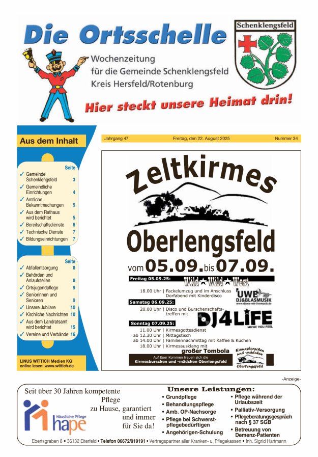 Die Ortsschelle Titelblatt 34/2025